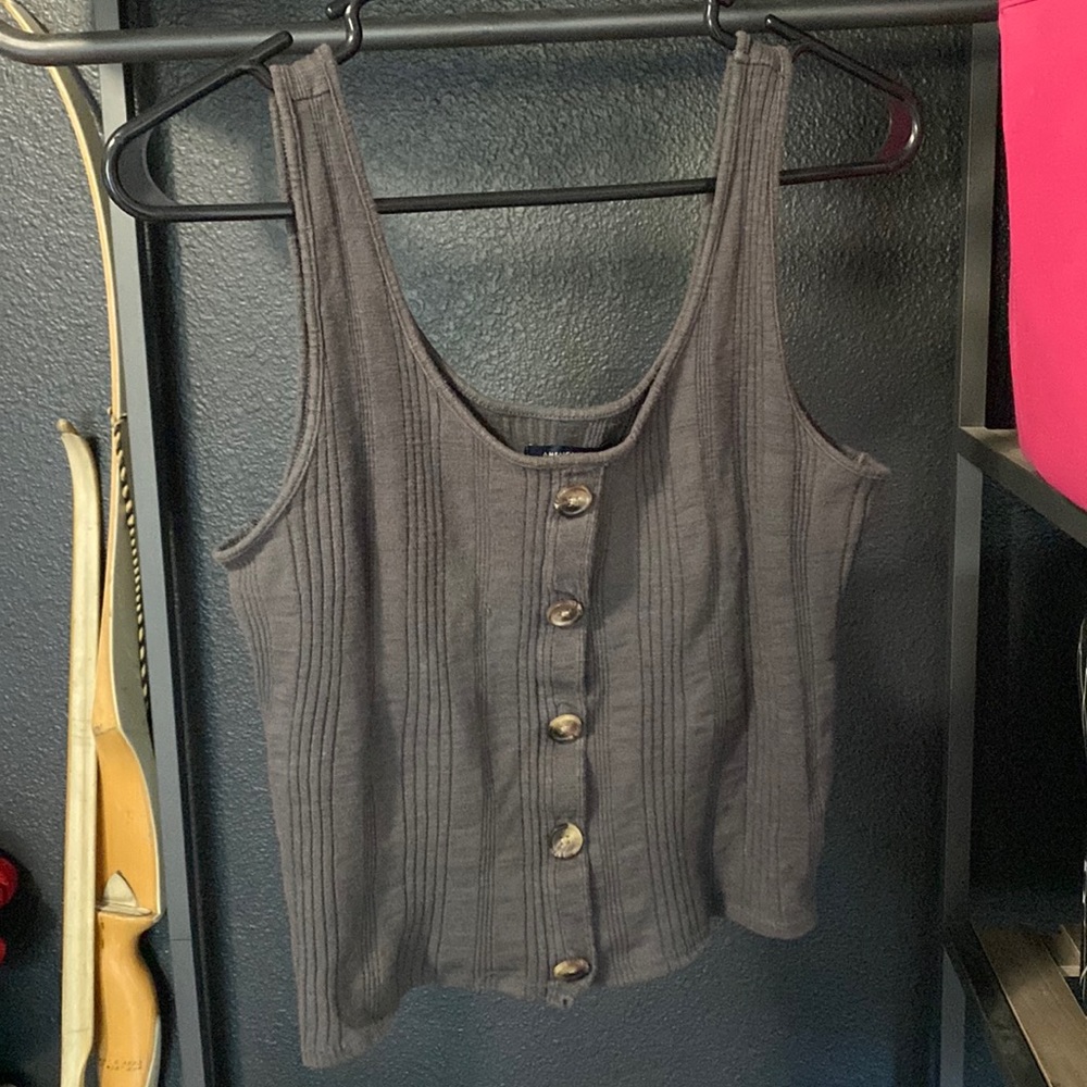 American eagle dark grey crop tank size s